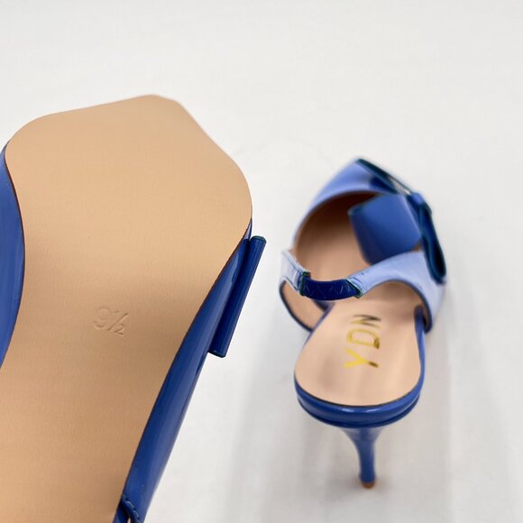 YDN Sky Blue Stiletto Heel Pumps Bow Pointed Toe Slingback Slip on Dress Shoes - Picture 6 of 8